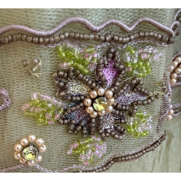 Vintage Sue Wong Nocturne Green Silk Beaded Fairycore Dress Size 6 Y2K - Picture 7 of 11